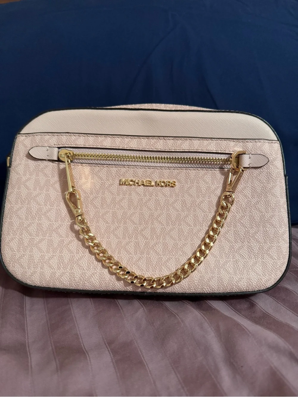 Michael Kors Blush Pink Signature Chain Crossbody Bag